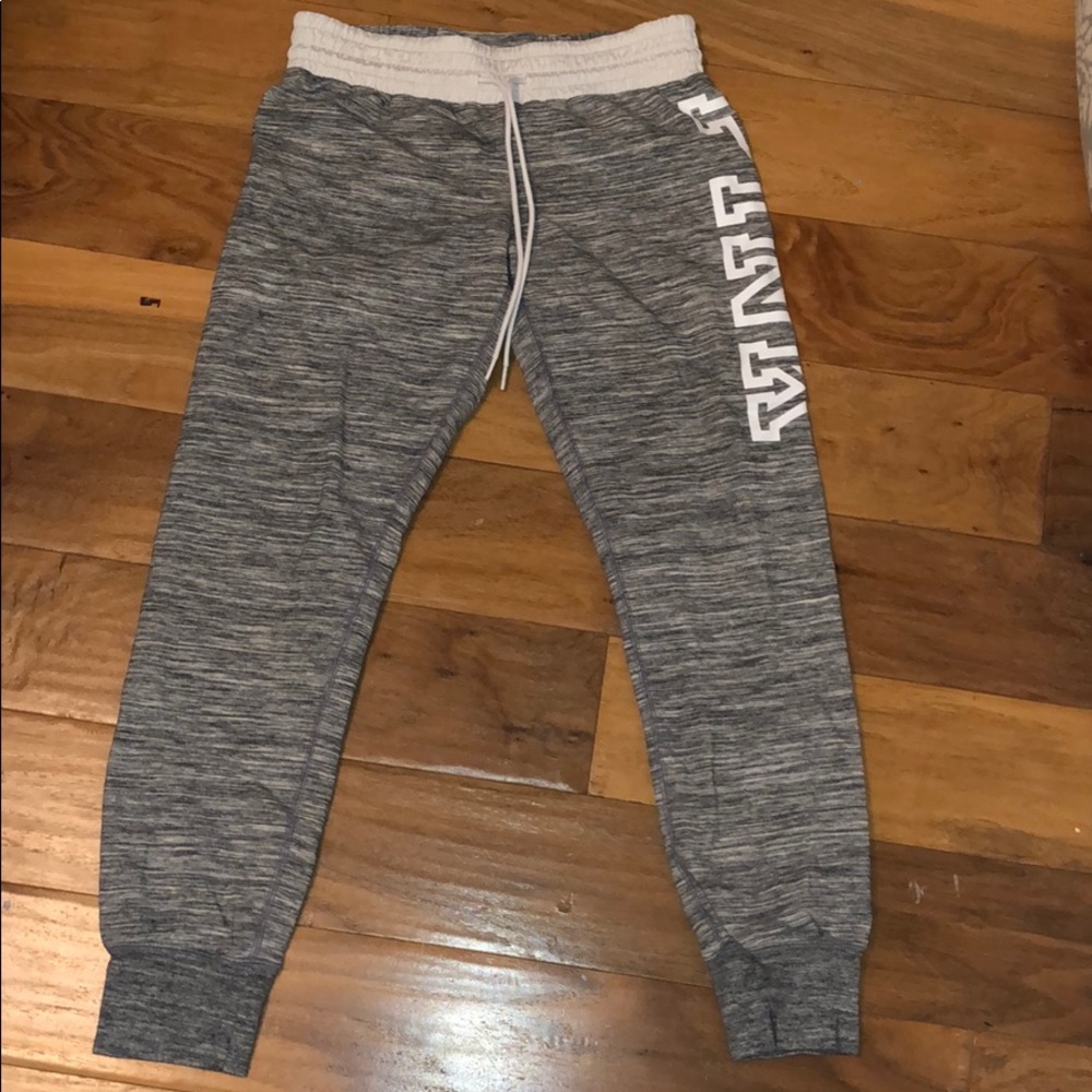 PINK Joggers - grey and white, size small